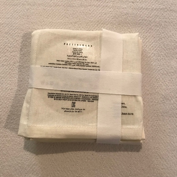 NWT Pottery Barn Palm Embroidered Cocktail Napkins - Picture 3 of 4